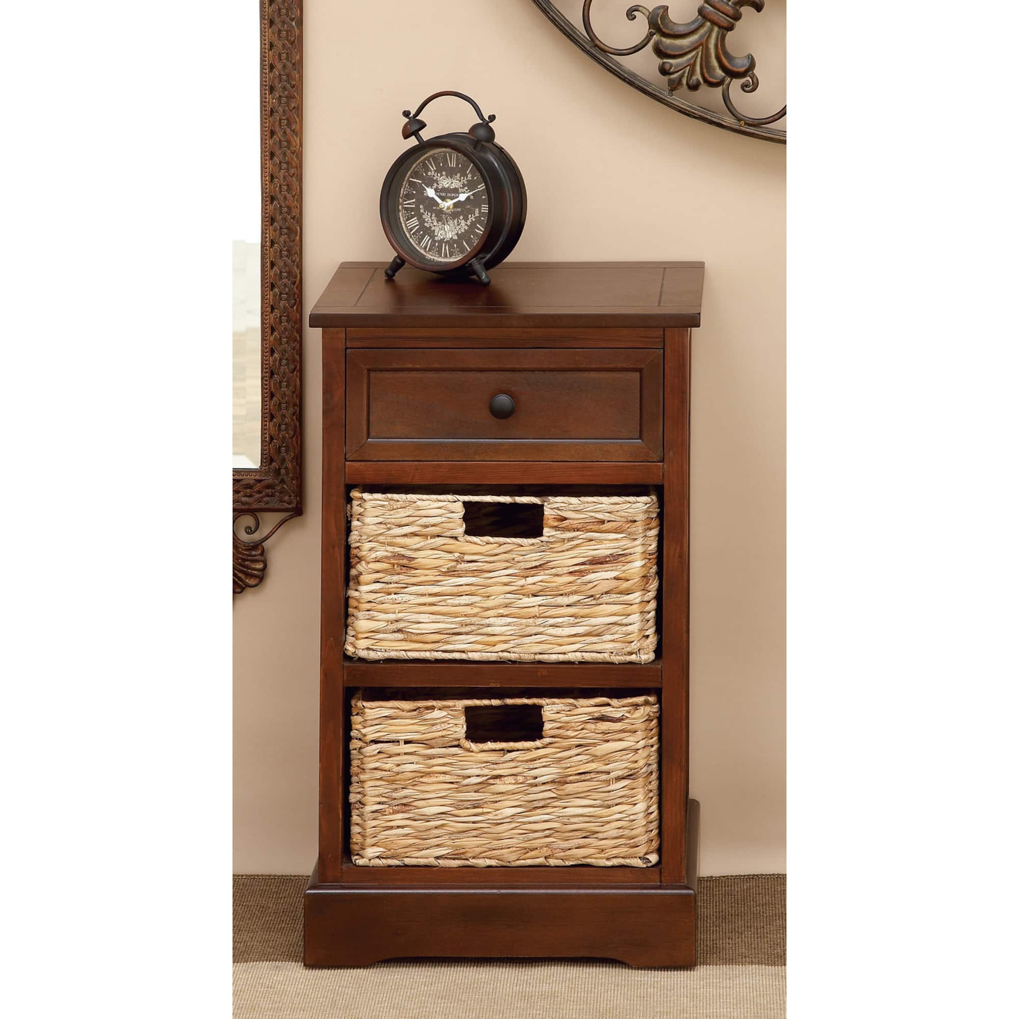 28" Brown Traditional Wood Storage Unit